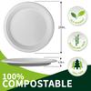 10 Inch Compostable Paper PlatesWhite 150 Pack, 100% Sugarcane Bagasse Large Disposable Plates, Sturdy Heavy Duty, Biodegradable Dinnerware for Party, BBQ, Picnic, Catering view 2
