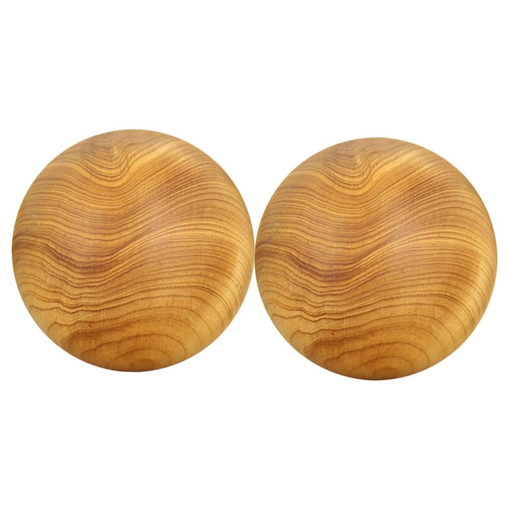 FOMIYES 2pcs Massage Ball Wood Ball Fitness Balls Hand Exercise Hand Balls Handballs Massage Hand Training Balls Hand Play Balls Smooth Wooden Balls, 5X5X5CM, Yellow