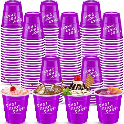 cssopenss 120 pcs purple Plastic Shot Glasses purple shot cups 2 oz Carnival shot glasses disposable for drinking Tastings served Snacks Jello Tastings and Samples