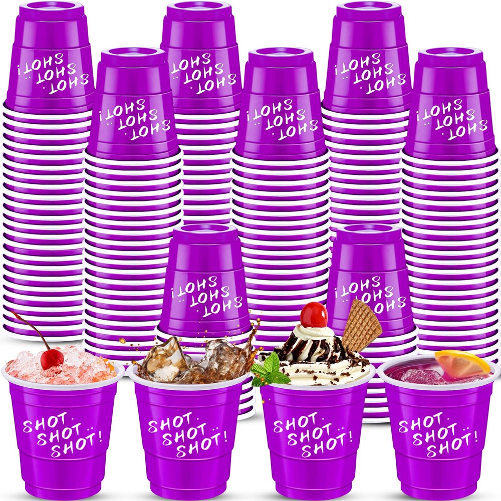 cssopenss 120 pcs purple Plastic Shot Glasses purple shot cups 2 oz Carnival shot glasses disposable for drinking Tastings served Snacks Jello Tastings and Samples