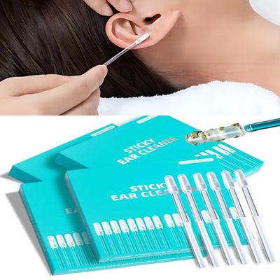 48 Pack Enhanced Adhesive Ear Digging Stick for Children's Safety Ear Cleaner for Adult Spiral Ear Wax Removal Ear Scoop Earwax Remover Tool with Dust Cover Packaging (L)