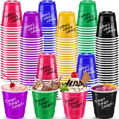 cssopenss 120 pcs Easter Plastic Shot Glasses Assorted colorful shot cups Multicolor Shot Cups for drinking Tastings served Snacks Jello Tastings and Samples