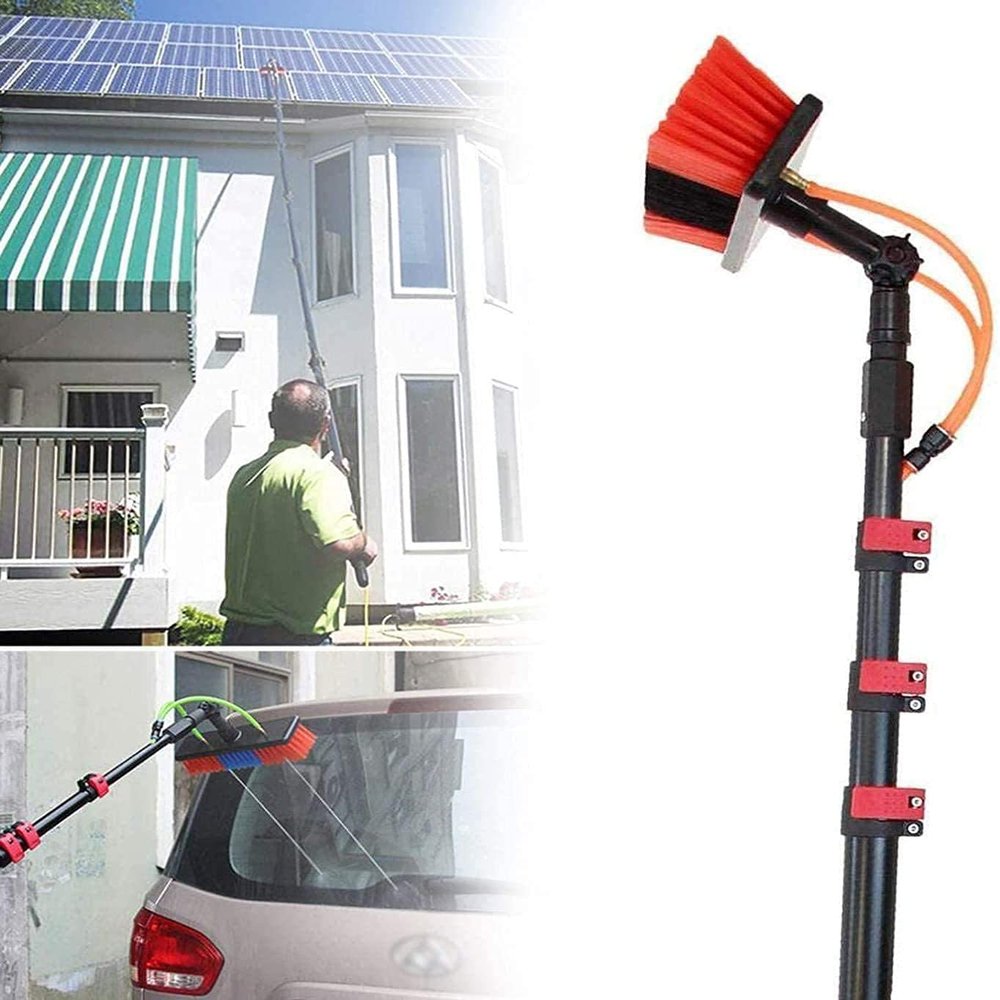 Water Fed Telescopic Brush Window Cleaning Pole/Extendable Cleaner Conservatory Roof Suitable for Photovoltaic Panel CleaningTrucks Windows (Size : 18FT/5.4M) (36FT/10.8M)