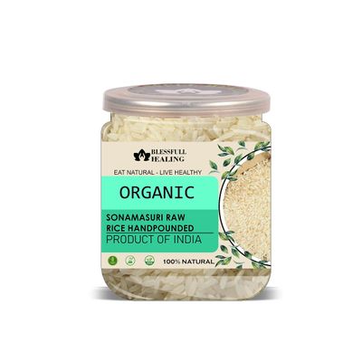 Blessfull Healing Organice SONAMASURI RAW RICE HANDPOUNDED 1 lb (453 Gram)