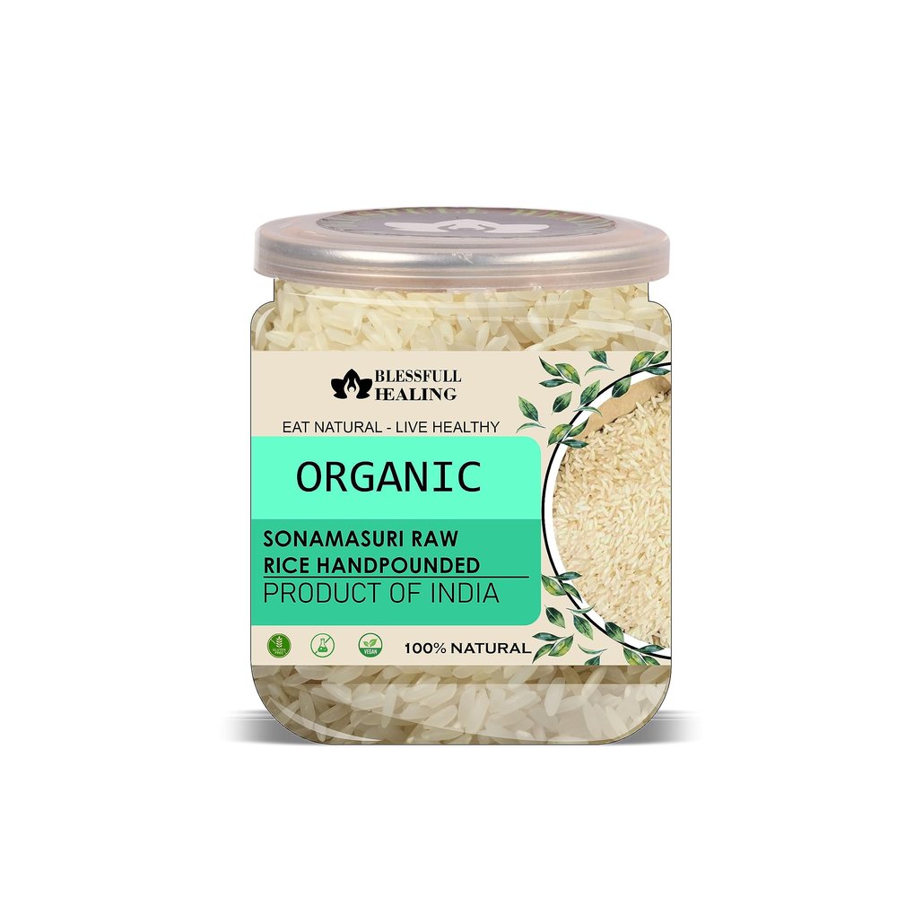Blessfull Healing Organice SONAMASURI RAW RICE HANDPOUNDED 1 lb (453 Gram)