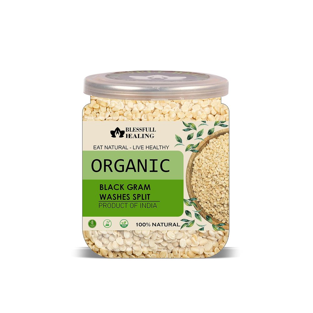 Blessfull Healing Organice BLACK GRAM WASHES SPLIT 1 lb (453 Gram)