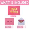 13" Large Pink Gift Bag Set with Greeting Card and Tissue Papers (Stars and Gold Foil Happy Birthday) for Women's Party, Girls' or Kids' Birthday Parties, Baby Girl, Baby Shower - 13x5.2x10.2, 1 Pcs. view 3