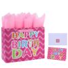 13" Large Pink Gift Bag Set with Greeting Card and White Tissue Papers (Laser Foil 'Happy Birthday') for Women's Birthday Party, Girls' or Kids' Parties, Baby Shower, Baby Girl - 13x5.2x10.2, 1 Pcs. view 1