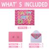 13" Large Pink Gift Bag Set with Greeting Card and White Tissue Papers (Laser Foil 'Happy Birthday') for Women's Birthday Party, Girls' or Kids' Parties, Baby Shower, Baby Girl - 13x5.2x10.2, 1 Pcs. view 3