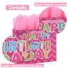 13" Large Pink Gift Bag Set with Greeting Card and White Tissue Papers (Laser Foil 'Happy Birthday') for Women's Birthday Party, Girls' or Kids' Parties, Baby Shower, Baby Girl - 13x5.2x10.2, 1 Pcs. view 4