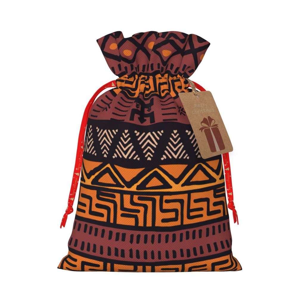 YQxwJL African Mud Cloth Tribal Print Drawstring Bags, Wedding Gift Bags, Candy Gift Bags, For Holiday Party Present Favor