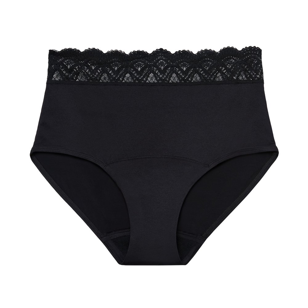 Thinx For All Leaks Hi-Waist Underwear, Holds up to 100ml or 6tbps or 1/4 Cup Worth of Liquid*, Light Absorbency Incontinence Underwear for Women, Feminine Care, BlackBerry, XS