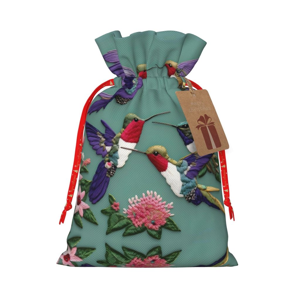 YQxwJL Flower Hummingbirds Embroiderys Print Drawstring Bags, Wedding Gift Bags, Candy Gift Bags, For Holiday Party Present Favor
