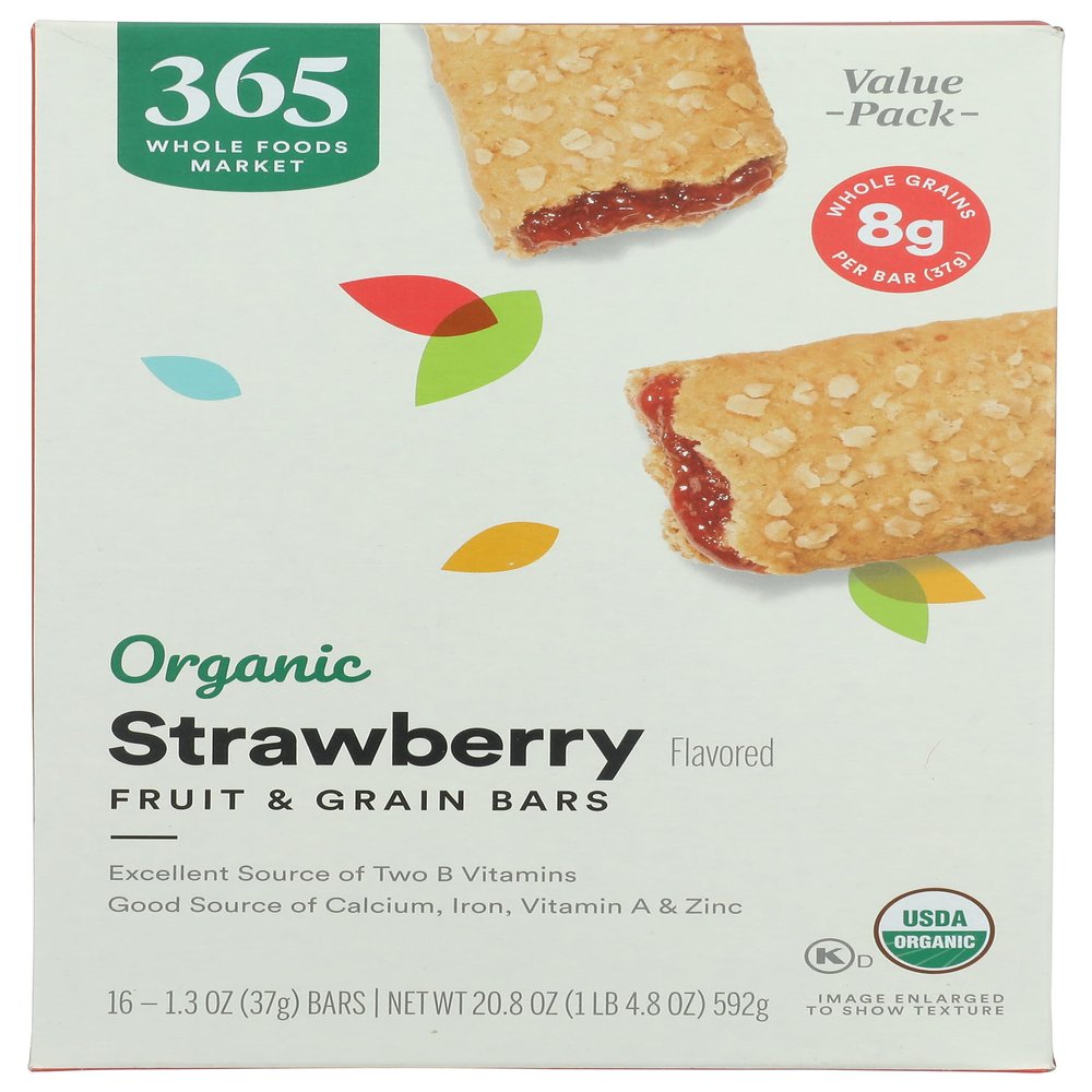 365 by Whole Foods Market, Organic Strawberry Fruit and Grain Bars, 20.8 Ounce, 16 Count