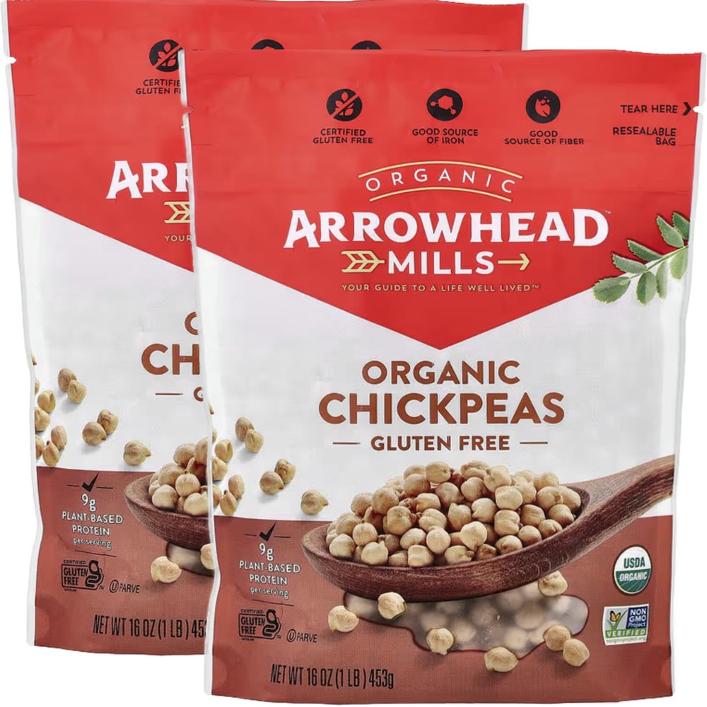 Arrowhead Mills Organic Chickpeas (Garbanzo), 1 lb (Pack of 2)