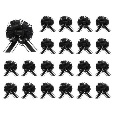 uxcell 20pcs Black Pull Bows 6.3 Inches Wide Large Organza Ribbon Gift Bows for Gift Wrapping Gift Baskets Decor Wedding Parties Birthday Florist Packaging and Decoration