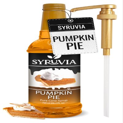 Syruvia Pumpkin Pie Coffee Syrup, Flavored Syrup for Drinks, Lattes, and Desserts 25.4 fl oz, With Pump