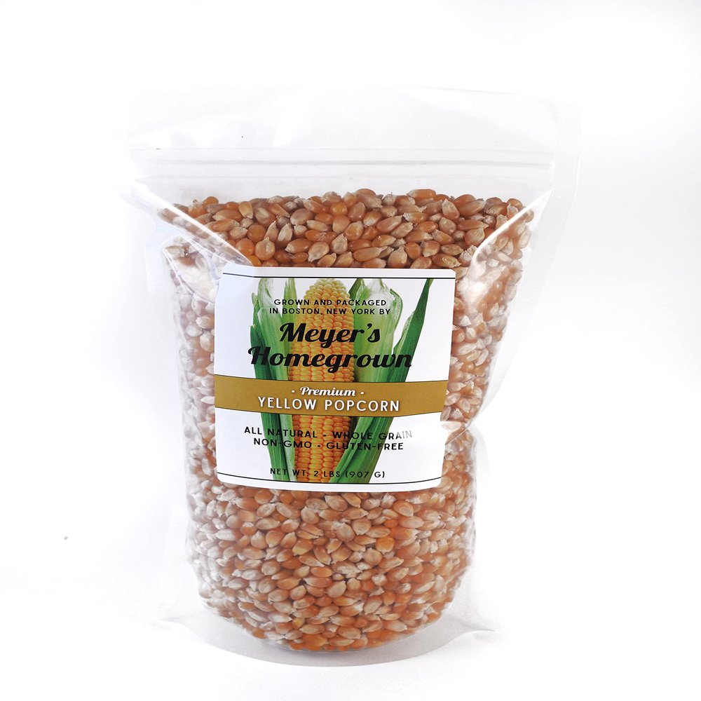 Meyer's Homegrown Premium Yellow Popcorn, 2lbs Bag, Crunchy Butterfly Flakes When Popped, NO GMO/Tree Nuts/Peanuts/Gluten, Your New Favorite Snack