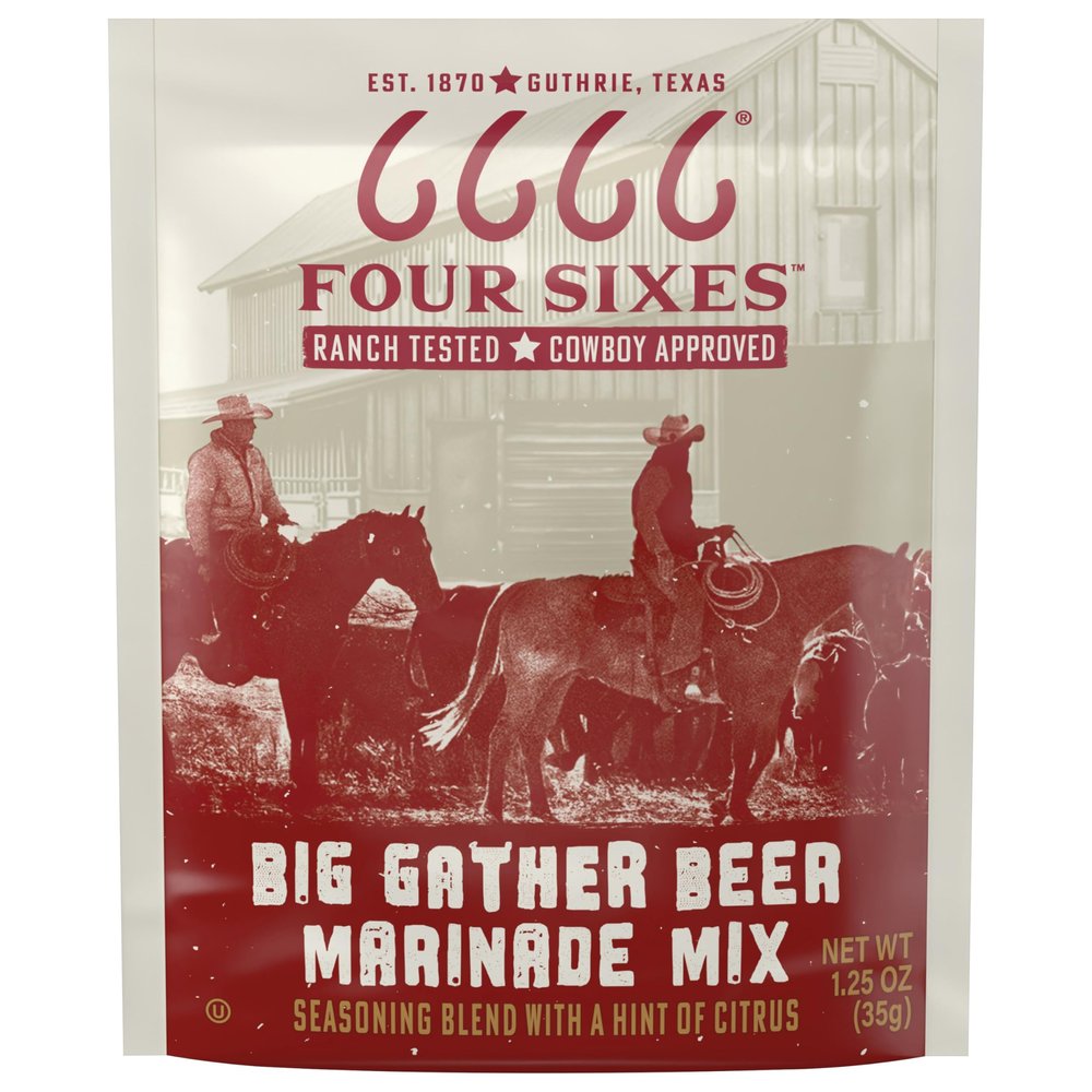 6666 Four Sixes Big Gather Beer Marinade Mix, 1.25 Ounce (Pack of 12)