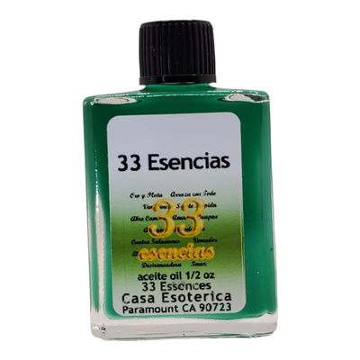 33 Essences Oil (33 Esencias Aceite) Spiritual Anointing Oil by CASA ESOTERICA MAGICK SPACE - Ultimate Spiritual Power - for Protection, Healing & Success-0.5 FL OZ (12 Pack)