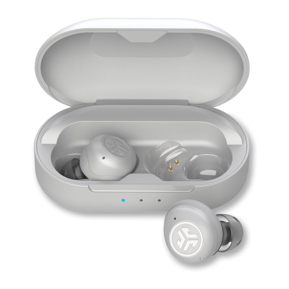 JLab Hear OTC Hearing Aid & Earbuds, Cloud White, Traditional Earbud Fit, Four Preset Hearing Modes, in-Ear Detection and Built-in Feedback Suppression, Independent Volume Control and Touch Controls