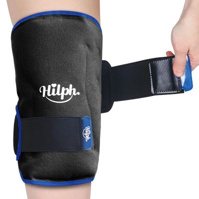 360 Full Coverage Knee Ice Pack Wrap for Post-Surgery Recovery - Bendable & Adjustable Hot Cold Therapy for Pain Relief, Swelling, Arthritis - Easy to Wear, Reusable Gel Pack for Men & Women, Black