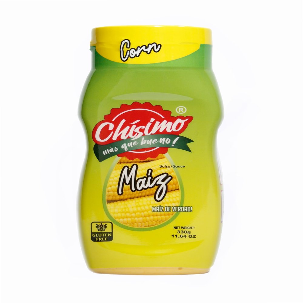 Chisimo Corn Sauce 11.64 oz Venezuelan Salsa Maz Dip Fresh Sweet Corn Sauce Gluten-Free - Latin American Flavor for Snacks, Great on Tacos, Nachos, Perfect for Dipping, Burgers & Appetizers Small Batch - Signature Cuisine - Pack of 1