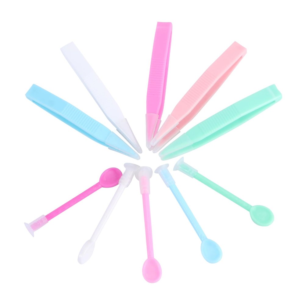FOMIYES 5sets Glasses Clip Suction Stick Lens Tweezers and Suction Tool for Travel Home Use Rosy
