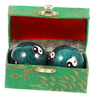 FOMIYES 2pcs Reusable Metal Hand Massage Balls for Hand Exercise Ergonomic Texture for Muscle Relief Portable and Durable Therapy Balls Green