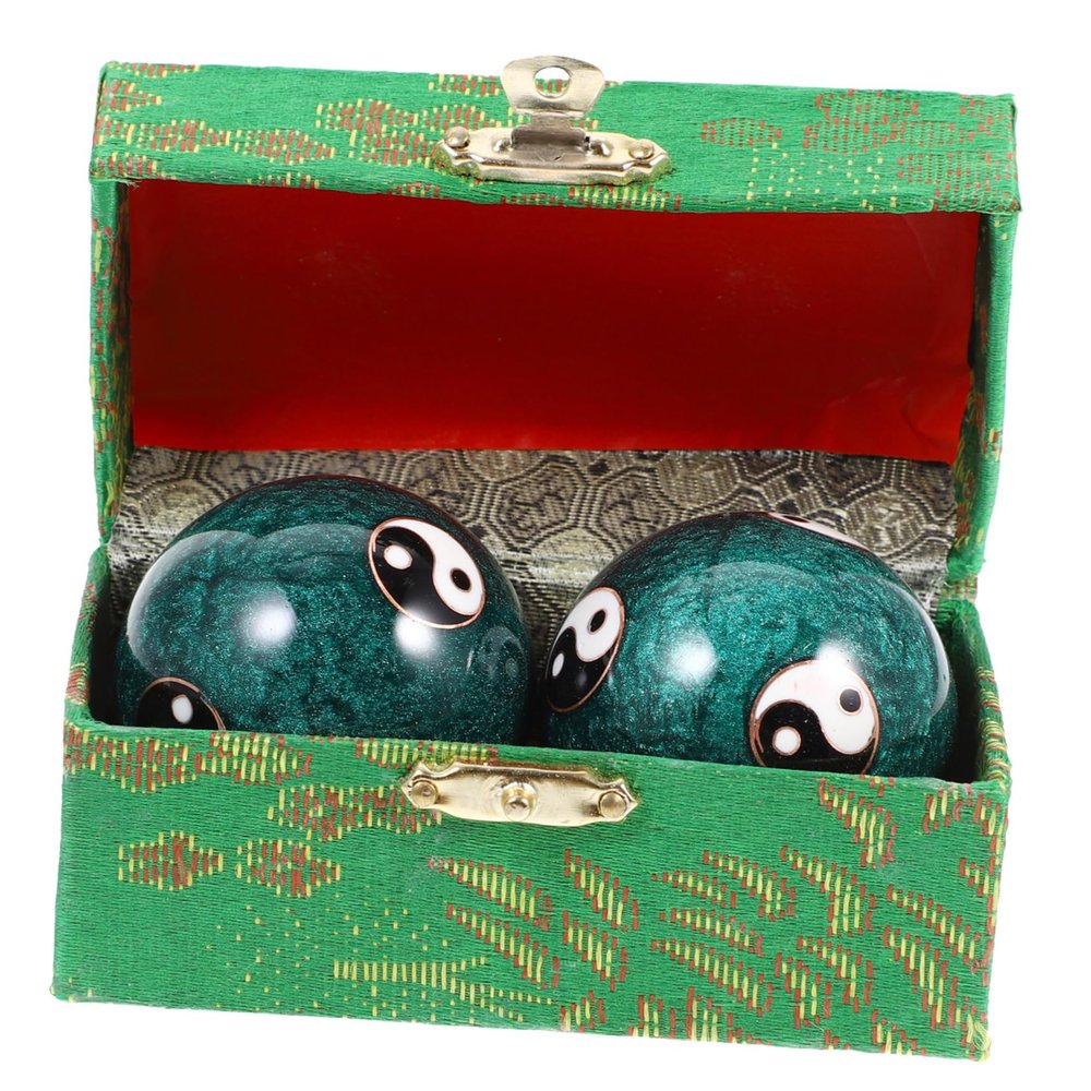 FOMIYES 2pcs Reusable Metal Hand Massage Balls for Hand Exercise Ergonomic Texture for Muscle Relief Portable and Durable Therapy Balls Green
