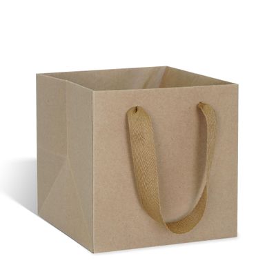 ADIDO EVA Kraft Brown Square Gift Bags Large Size Square Bottom Paper Bags with Handles for Party Favor, Shopping Bag (12x12x12 In, 1 CT)