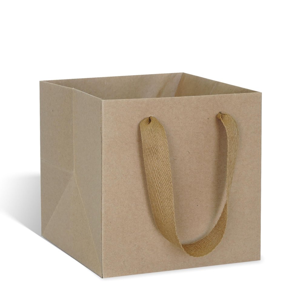 ADIDO EVA Kraft Brown Square Gift Bags Large Size Square Bottom Paper Bags with Handles for Party Favor, Shopping Bag (12x12x12 In, 1 CT)