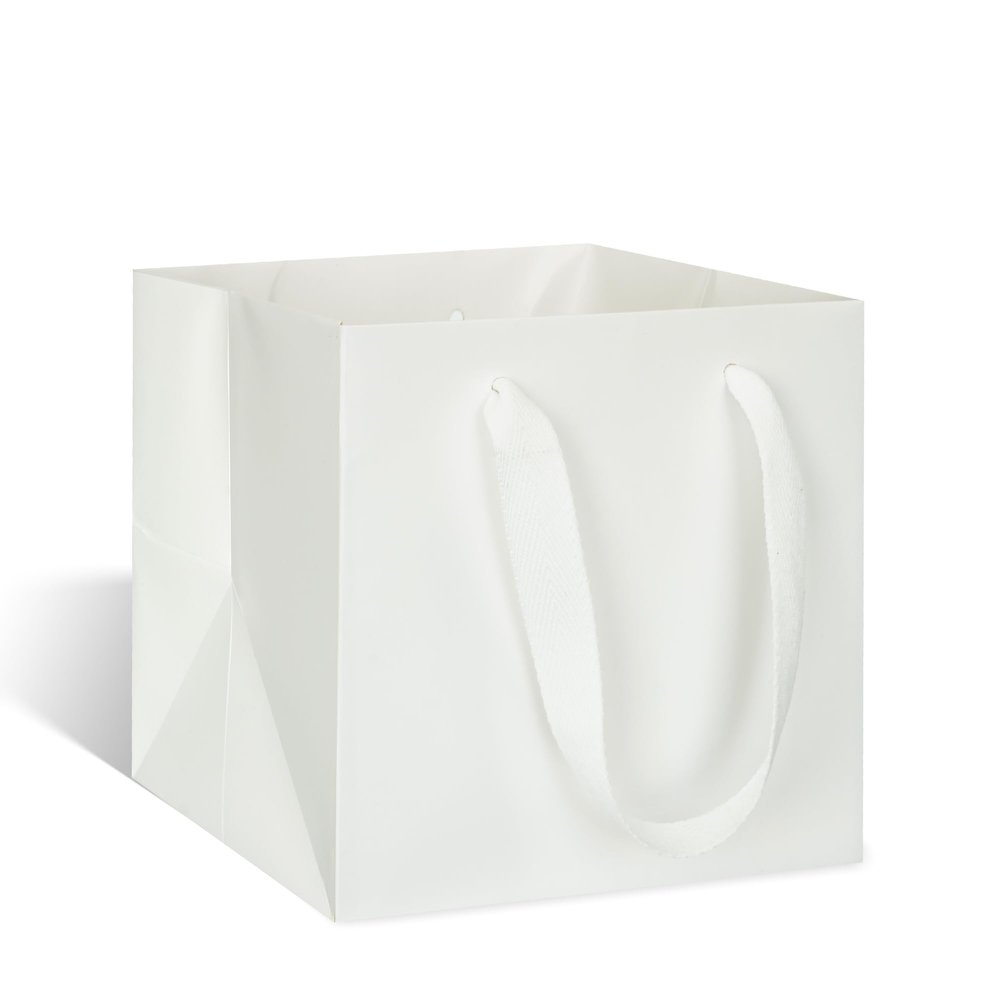 ADIDO EVA White Square Gift Bags Large Size Square Bottom Paper Bags with Handles for Party Favor, Shopping Bag (12x12x12 In, 1 CT)
