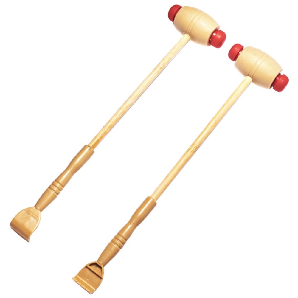 FOMIYES 2pcs Shoulder Massaging Tool Handheld Wooden Massager Manual Back Massagers Whole Body Massager Massaging Hammer Multi-Function Wood Hammer Foot and Leg Massager Wooden Hammer, 34x7.5cm