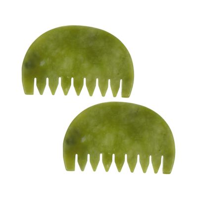 FOMIYES 2pcs Jade Massaging Combs Natural Jade Head Massage Tools for Scalp Relaxation and Gua Therapy Static Smooth Edges for Home Use