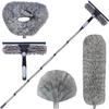 4 Pack 20+ Feet High Reach Dusting Kit with 3-14 ft Spliceable Pole //2 in 1 Window Cleaning Kit // High Ceiling Duster // Cobweb Microfiber Duster // Ceiling Fan Duster Cleaning Kit for Home Clean view 1