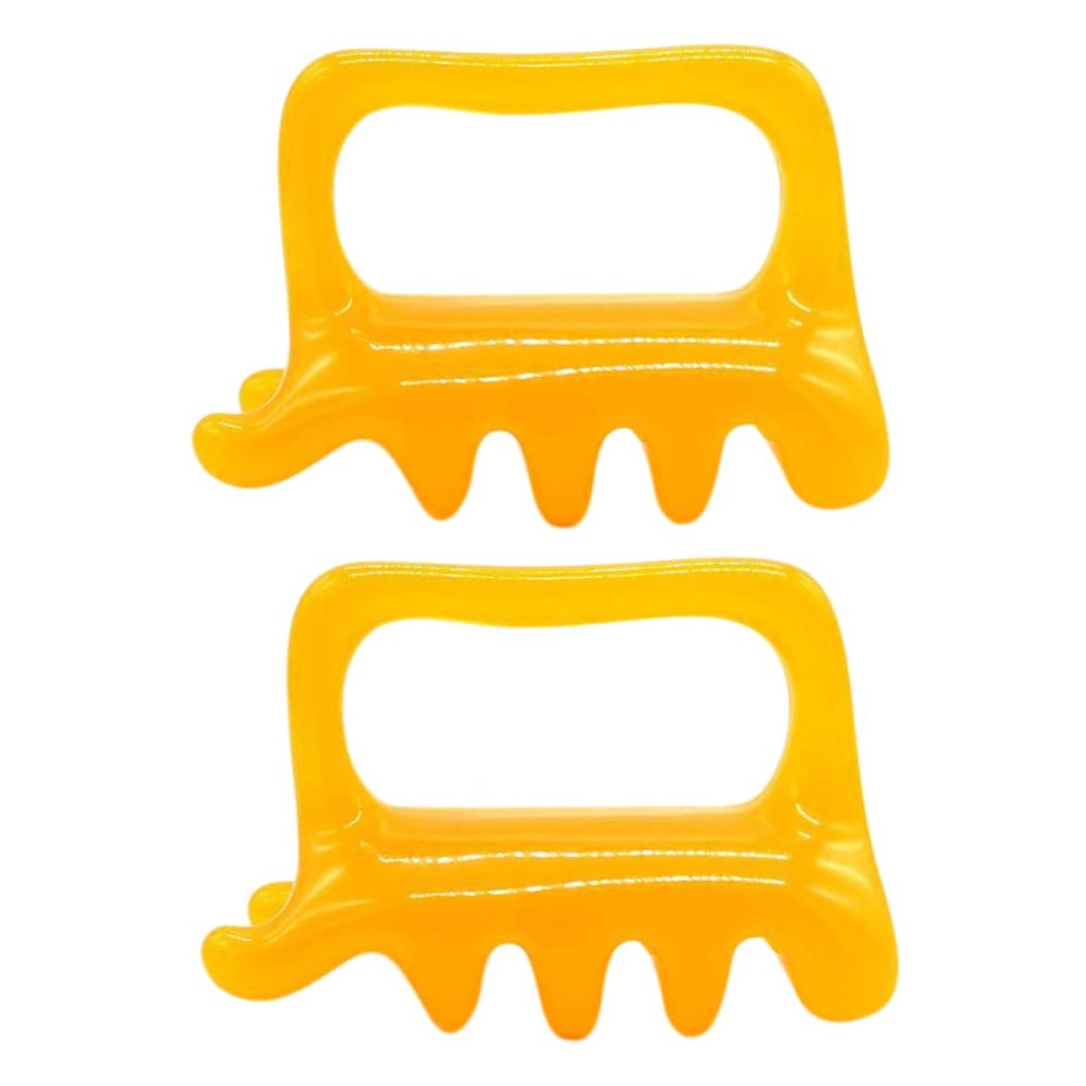 FOMIYES 2pcs Double Push Massage Tool Scratch Paddle Scalp Massagers Stick Handheld Deep Tissue Massager Facial Tool Neck and Back Comb Massager Neck and Shoulders Trigger Beeswax Resin, Yellow