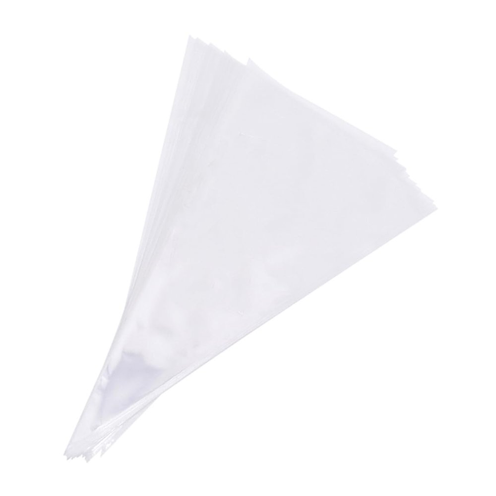 Gumney 50 Pcs 11.81x6.3 inch Cone Cellophane Bags with Twist Ties, Clear Plastic Cone Shaped Treat Bags Triangle Bags for Popcorn Favor Treats Candy