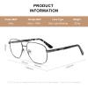 RB.Pilot Reading Glasses for Men Square Double Bridge Light Blocking Computer Readers Spring Hinge Metal Frame Acetate Legs view 4