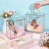 BENECREAT 10 Packs Clear PET Plastic Gift Box, 7.8x7.8x3.5 Inch Treat Gift Boxes with Gold Border and Handle, Favor Box with Cord for Mother's Day, Birthday Party, Wedding Favours view 3