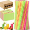 Eaasty 1000 Pcs Disposable Drinking Plastic Straws Bulk, 0.24'' Diameter and 7.87" Long Plastic Long Disposable Drinking Straws (Bright Colors) view 1
