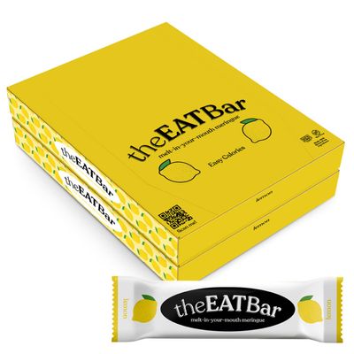 theEATBar Melt-In-Your-Mouth Meringue Bars for Dysphagia and People with Low Appetite | Nut and Gluten Free Ingredients | IDDSI Dysphagia Diet Levels 5, 6, & 7 | Pack of 24 Meringue Bars | Lemon