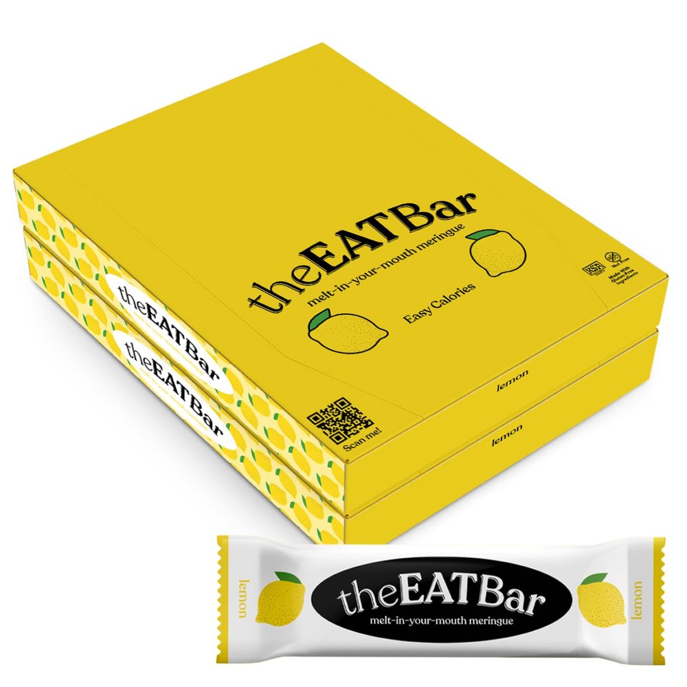 theEATBar Melt-In-Your-Mouth Meringue Bars for Dysphagia and People with Low Appetite | Nut and Gluten Free Ingredients | IDDSI Dysphagia Diet Levels 5, 6, & 7 | Pack of 24 Meringue Bars | Lemon