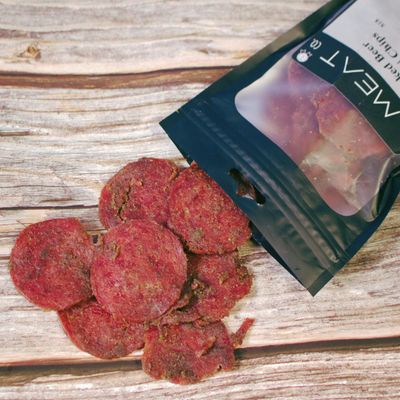 The Meat Co Smoked Beer Beef Salami Chips, Made with Premium Meats, handmade (4oz)