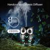 Alieye Ceramic Essential Oil Diffuser, 200ML Handcrafted Ceramic Owl Ultrasonic Cool Mist Aromatherapy Humidifier with 7 Colors LED Waterless Auto Shut Off for Home Office Yoga, Gifts for Mom, Sliver view 3