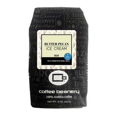 Butter Pecan Ice Cream Decaf Coffee by Coffee Beanery | 12oz Flavored Decaf Medium Roast | 100% Specialty Arabica| Very Fine