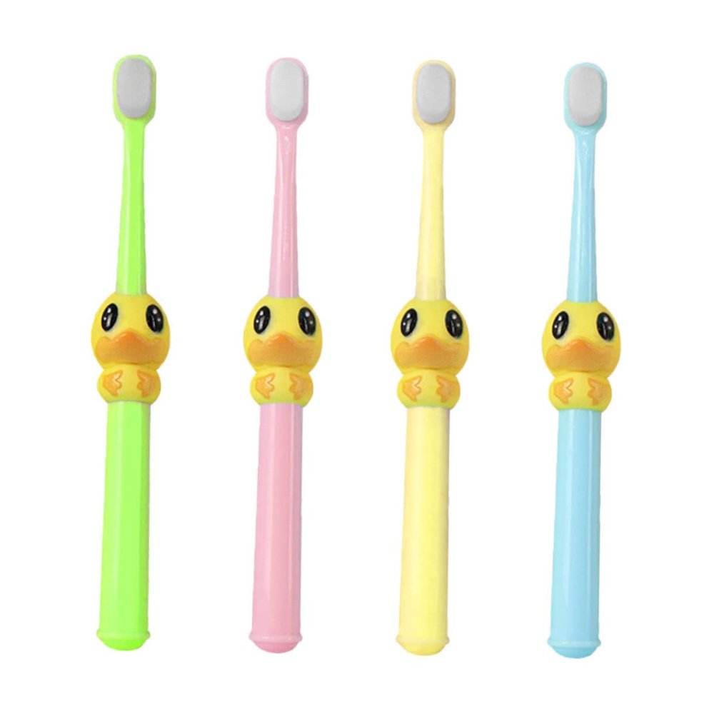 Beaupretty 4pcs Cartoon Boy Girl Toothbrush Soft Bristles for Cleaning for Ages Fun Yellow Pink Green and Blue