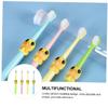 Beaupretty 4pcs Cartoon Boy Girl Toothbrush Soft Bristles for Cleaning for Ages Fun Yellow Pink Green and Blue view 4