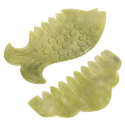 Beaupretty 2pcs Natural Jade Scalp Massager Combs Dry Scalp Treatment Neck Massage Tool Head Scratcher Massager Whisk for Hair Face Care