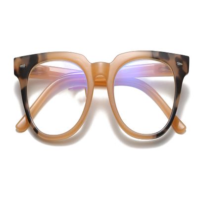 100 CLASSIC Blue Light Blocking Glasses, Computer/Reading/Gaming/TV/Phones Glasses for Women Men, Anti Eyestrain & UV Glare (Beige)
